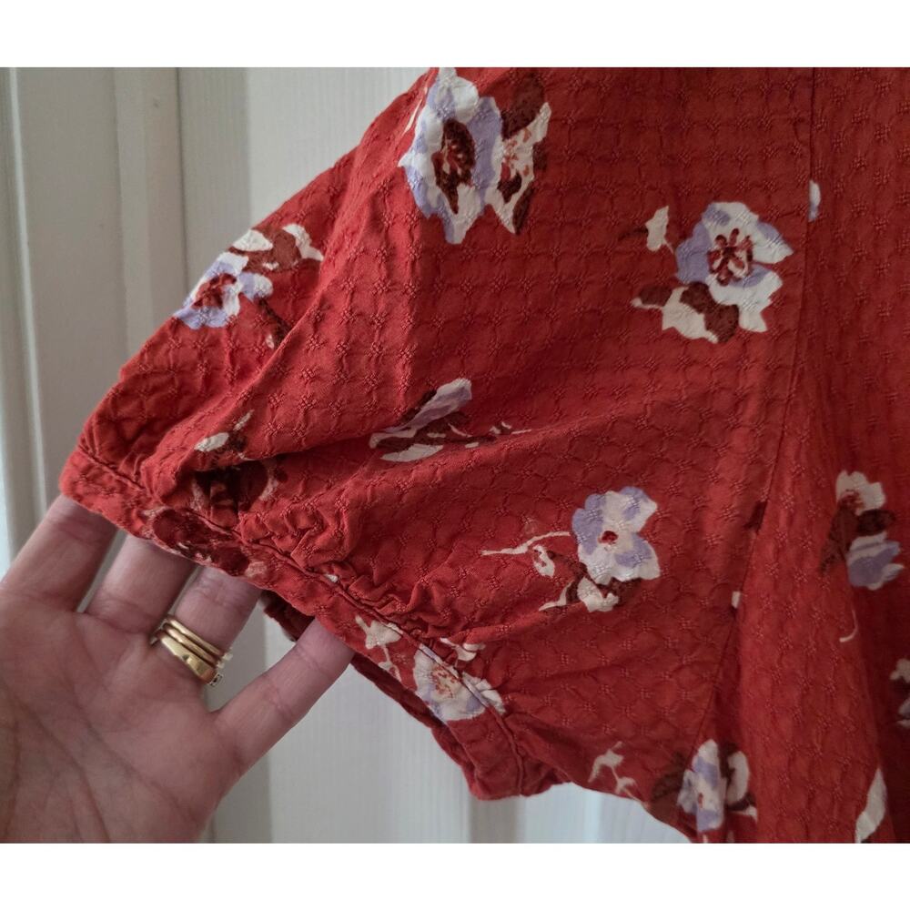 Universal Thread Puff Sleeve V-Neck Button Front Tie-Waist Floral Dress XL - Picture 4 of 8
